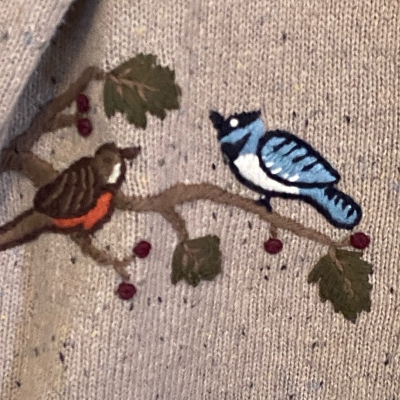 Christopher & Banks Hand Embroidered Bird Cardigan Sweater Large Y2K - Picture 7 of 15